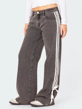 Edikted Ribbon Washed Low Rise Baggy Jeans